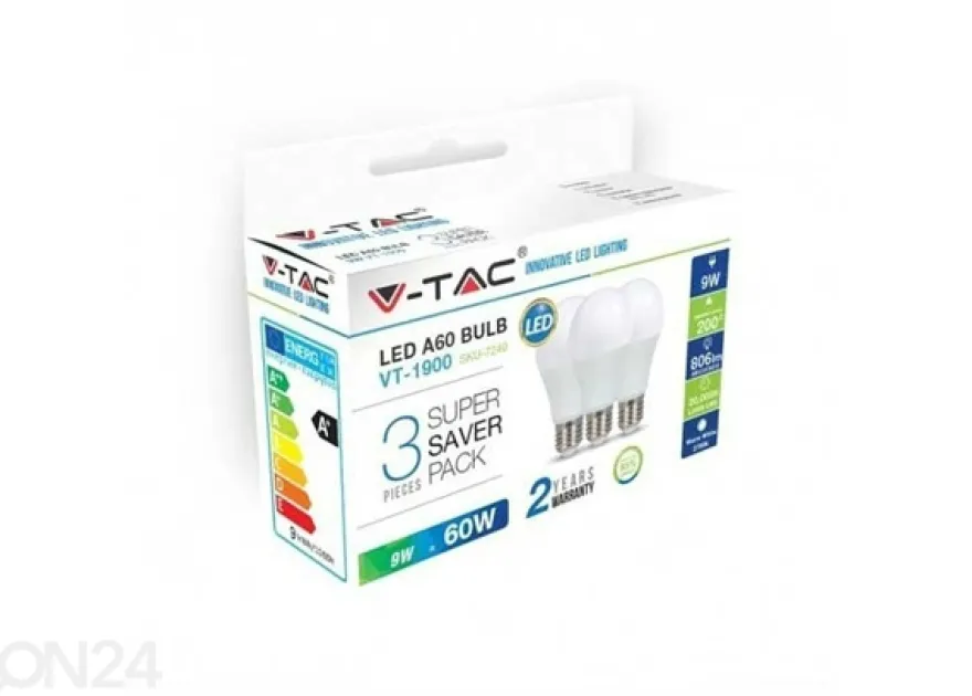 LED lamppu E27 9 W 3 kpl