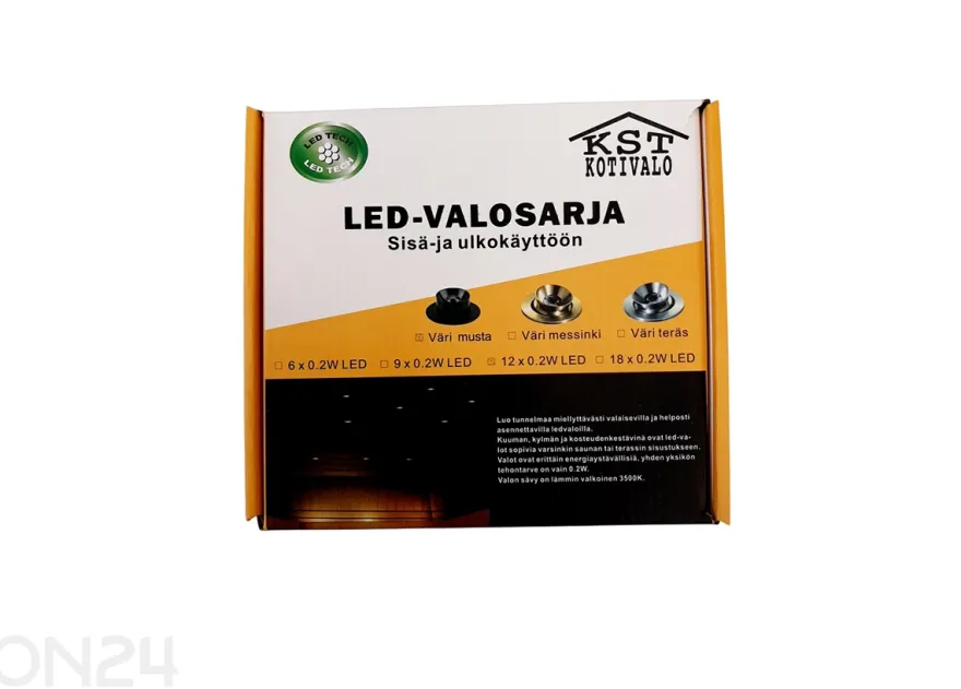 LED saunavalaisimet 12 x 0,2 W, matta musta