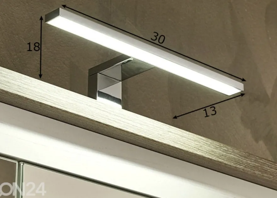 LED-valaistus 30 cm, kromi
