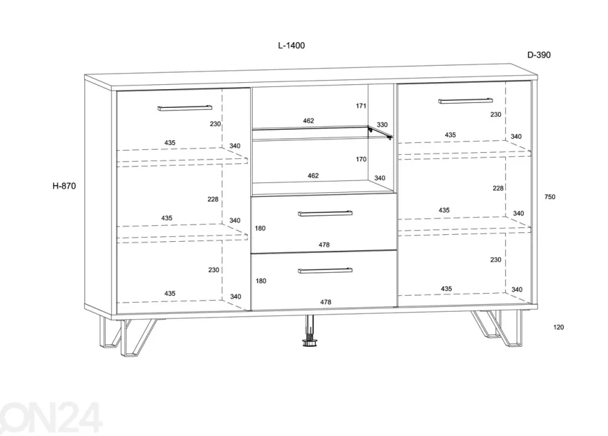 Lipasto Bos2 140 cm