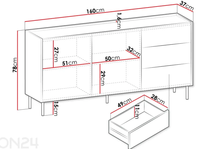 Lipasto Caen 160 cm