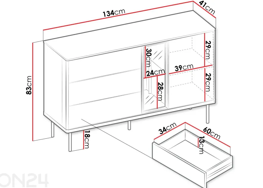 Lipasto Eero 134 cm
