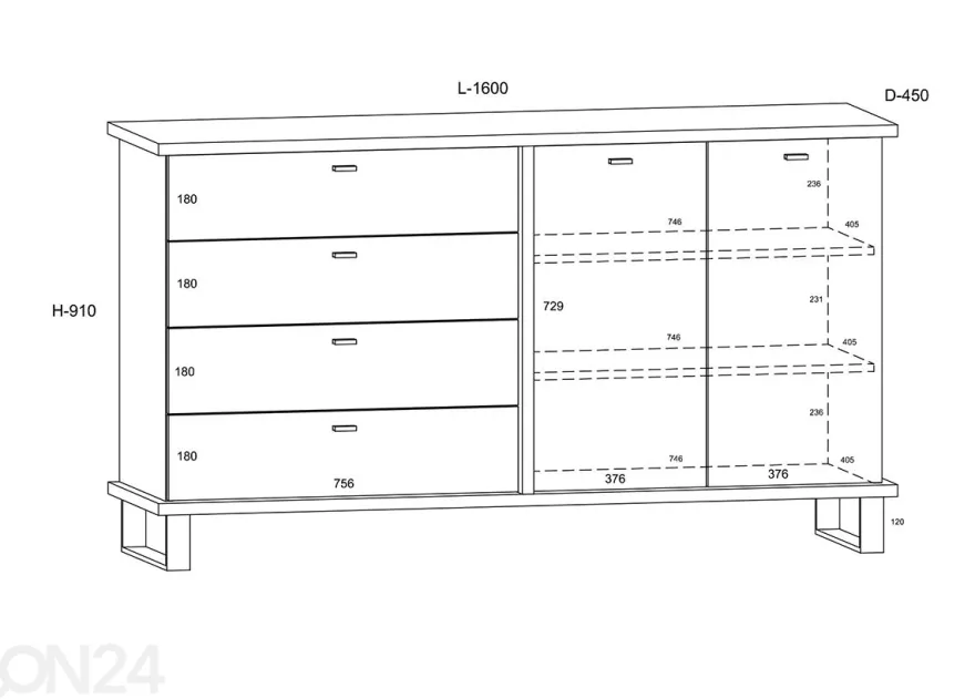 Lipasto Fermoy 160 cm
