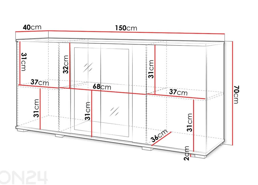 Lipasto Kansas 150 cm + LED