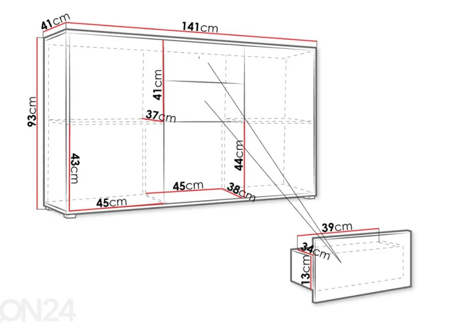 Lipasto Roya 141 cm