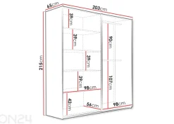 Liukuovellinen vaatekaappi Evora 203 cm