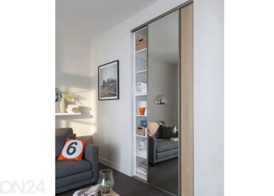Liukuovet Prestige, 1 peili ja 1 melamiiniovi oviaukkoon 121-160x255 cm