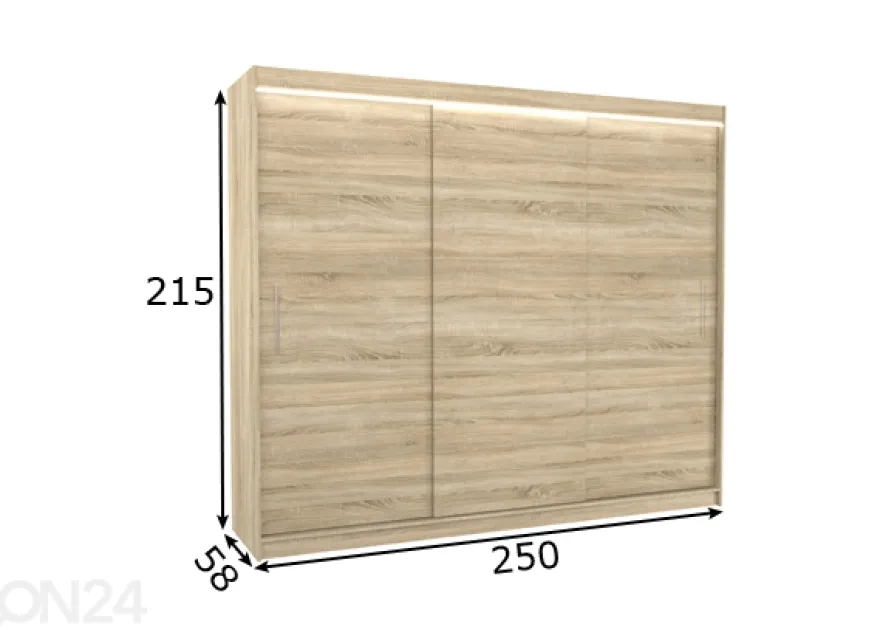 Liukuovikaappi Amanda I 250 cm + LED