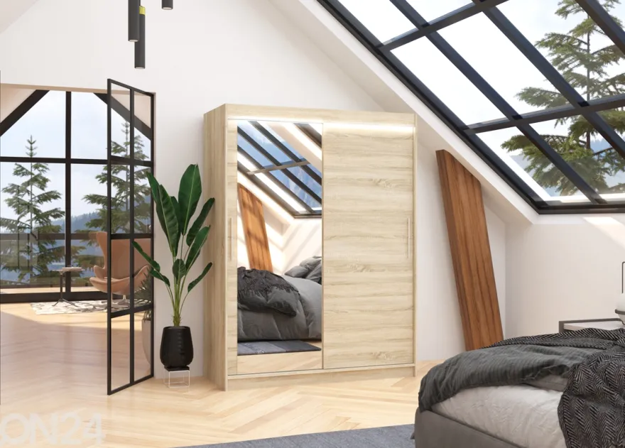 Liukuovikaappi Bianca I 150 cm + LED