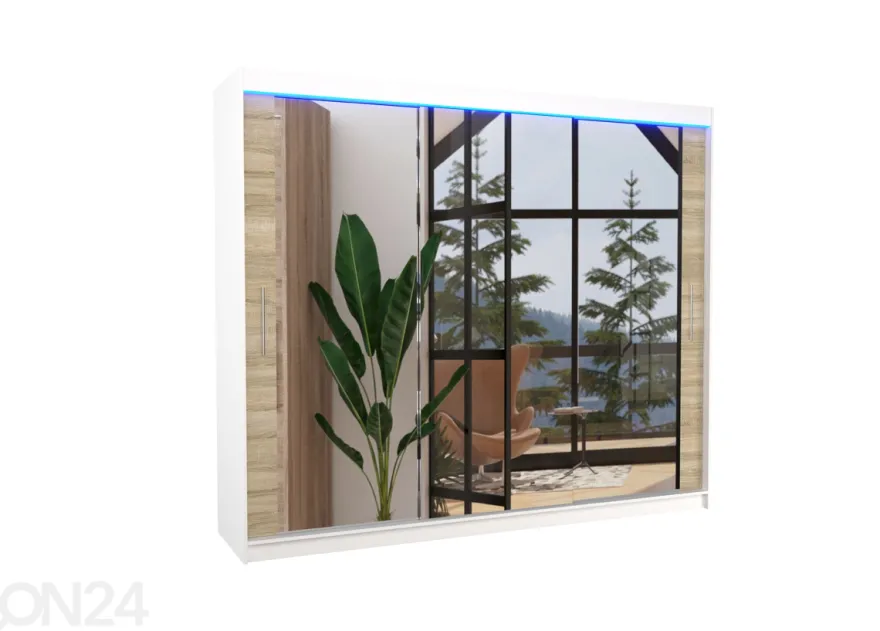 Liukuovikaappi Charlotte 250 cm + LED