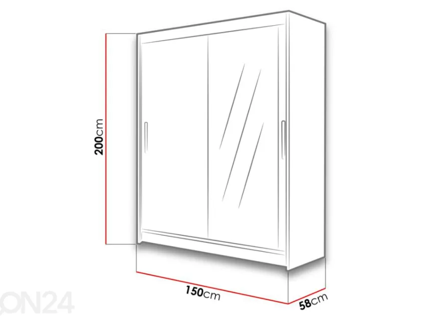 Liukuovikaappi 150 cm