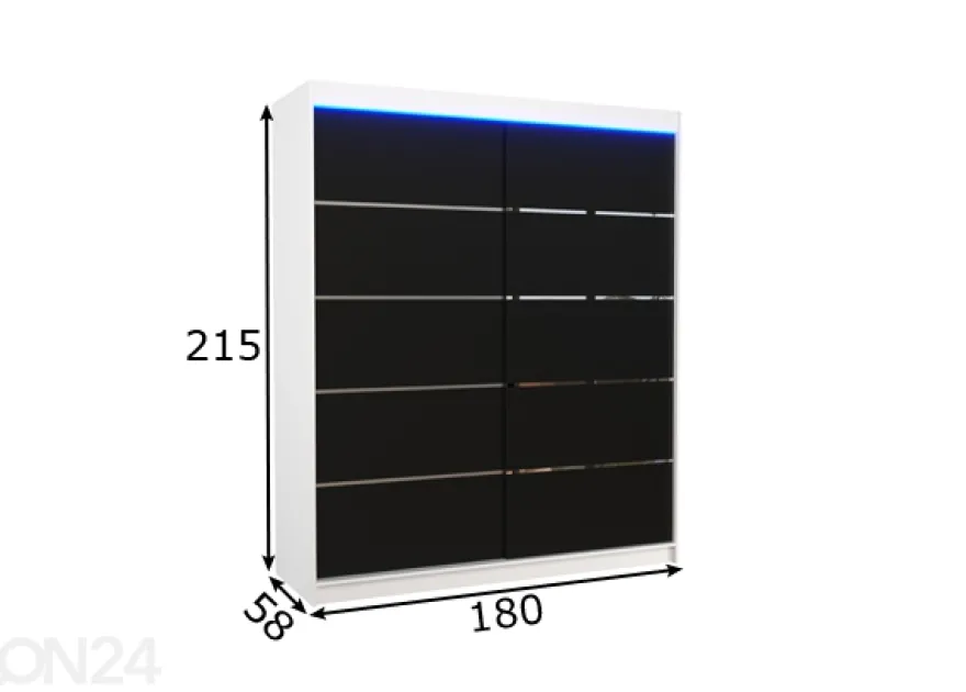 Liukuovikaappi Davi I 180 cm + LED