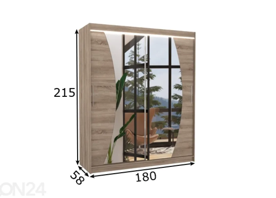 Liukuovikaappi Dixon I 180 cm + LED