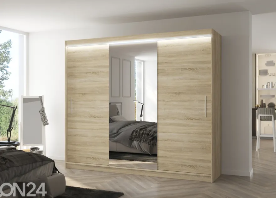 Liukuovikaappi Durelo I 250 cm + LED