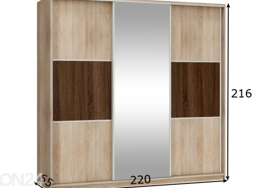 Liukuovikaappi Durrus II 220 cm