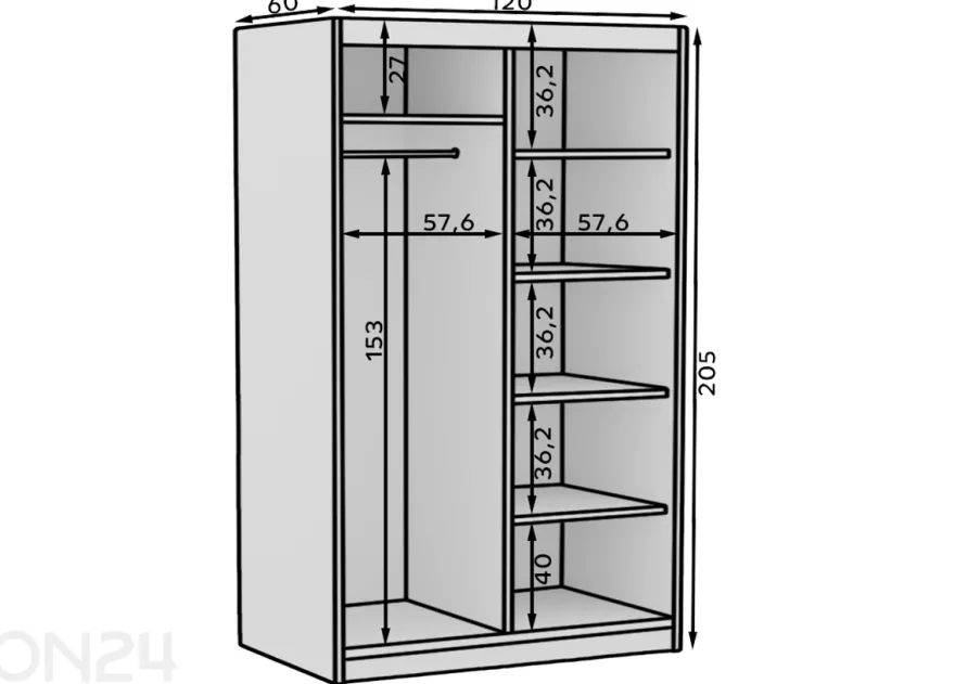 Liukuovikaappi Hally 120 cm