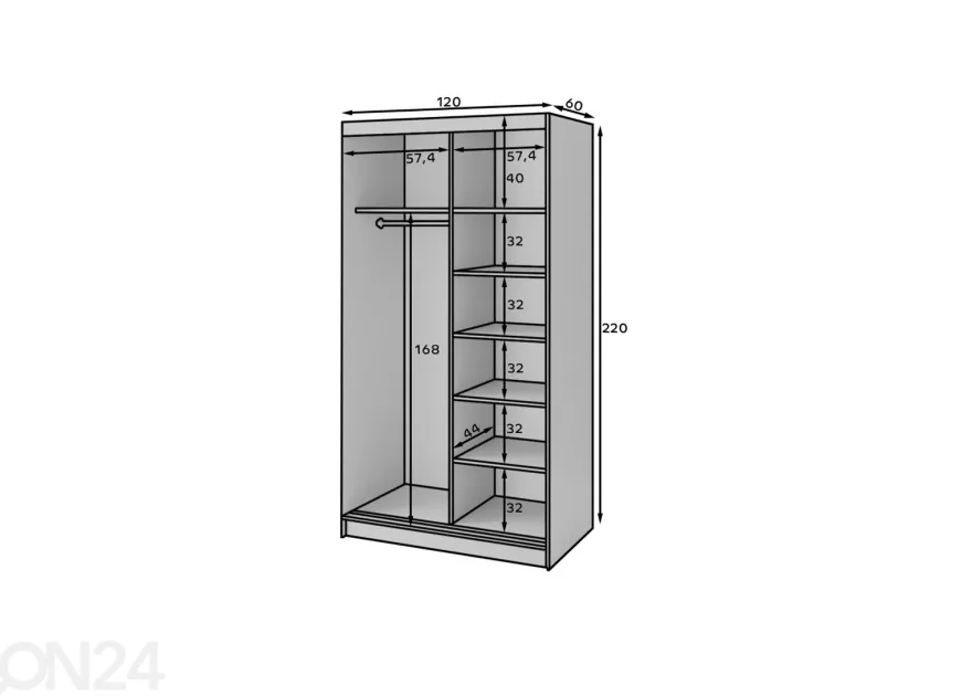 Liukuovikaappi Marrphy 120 cm