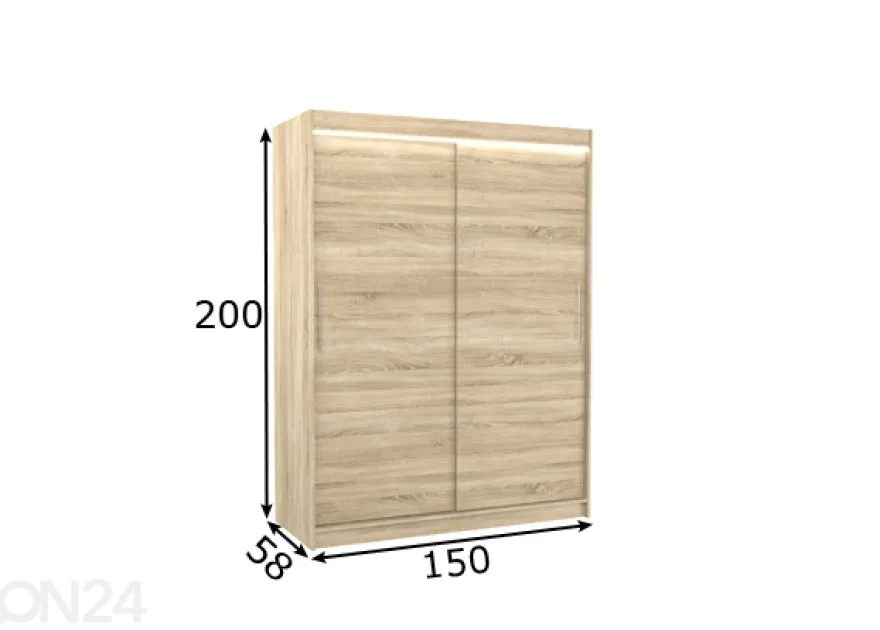 Liukuovikaappi Olivia I 150 cm + LED