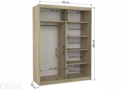 Liukuovikaappi Pausia I 150 cm + LED