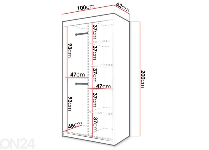 Liukuovikaappi Riflo I 100 cm