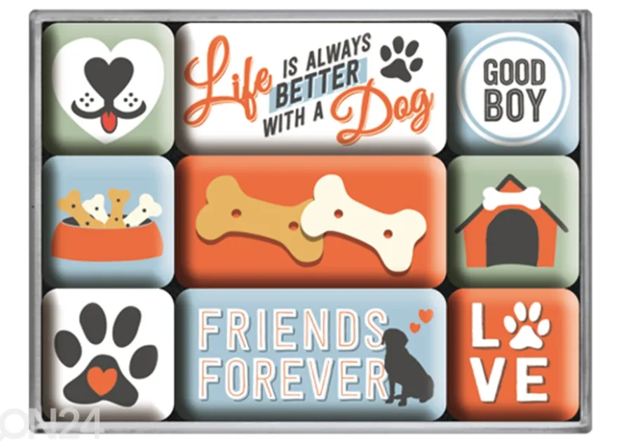 Magneetit Life is always better with a Dog 9 kpl