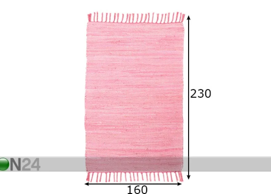 Matto Happy Cotton Uni 160x230 cm, vaaleanpunainen