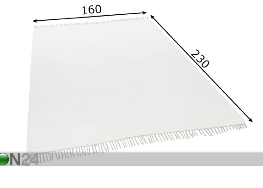 Matto Happy Cotton Uni 160x230 cm, valkoinen