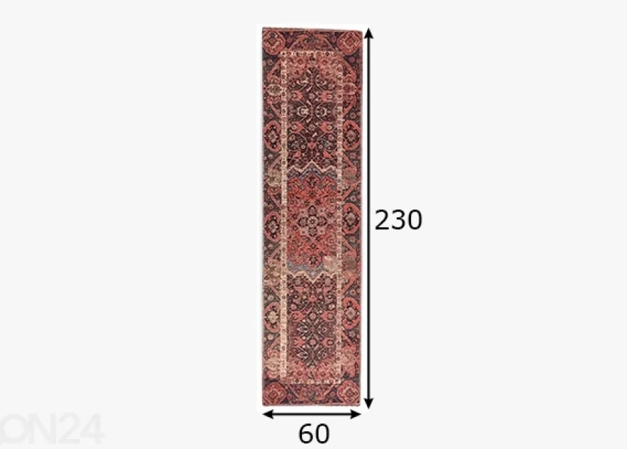 Matto om Tailor Funky Orient Ghom, 60x230 cm punainen