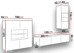 Olohuoneen kalusteryhmä Claudia 250 cm