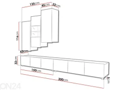 Olohuoneen kalusteryhmä Claudia 300 cm