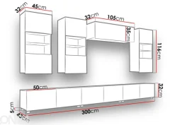 Olohuoneen kalusteryhmä Claudia 300 cm