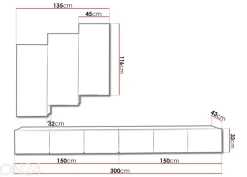Olohuoneen kalusteryhmä Claudia 300 cm