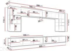 Olohuoneen kalusteryhmä Claudia 300 cm