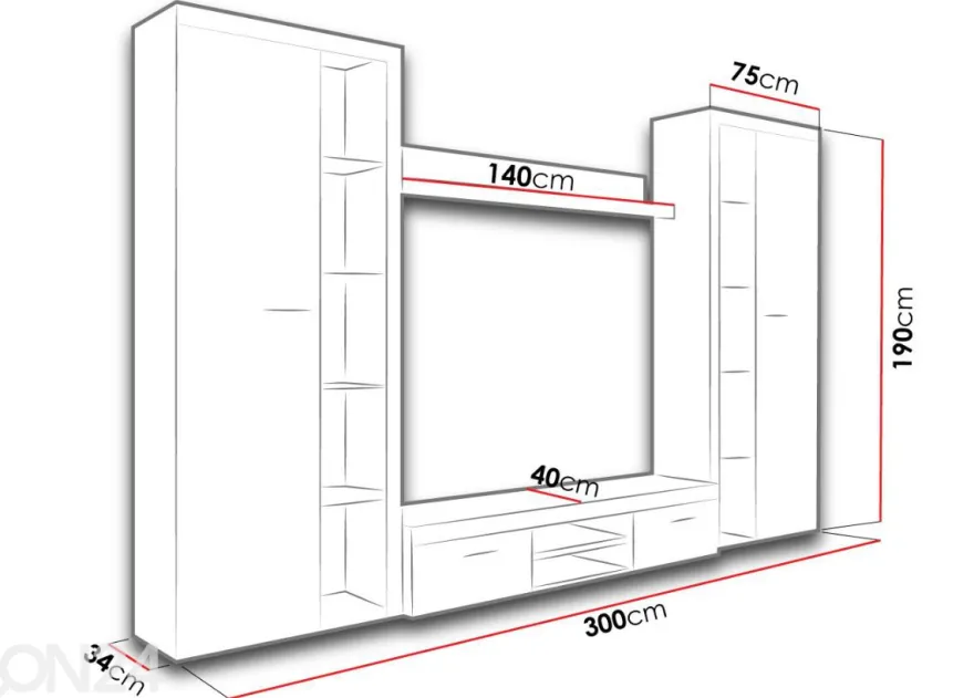 Olohuoneen kalusteryhmä 300 cm