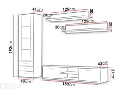 Olohuoneen kalusteryhmä 240 cm + LED valaistus
