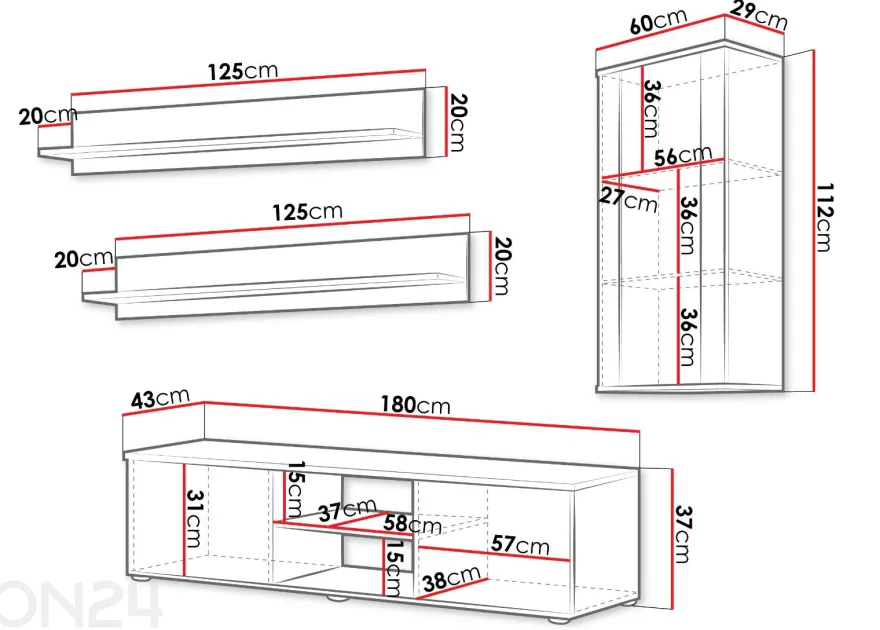 Olohuoneen kalustesarja Soho V + LED