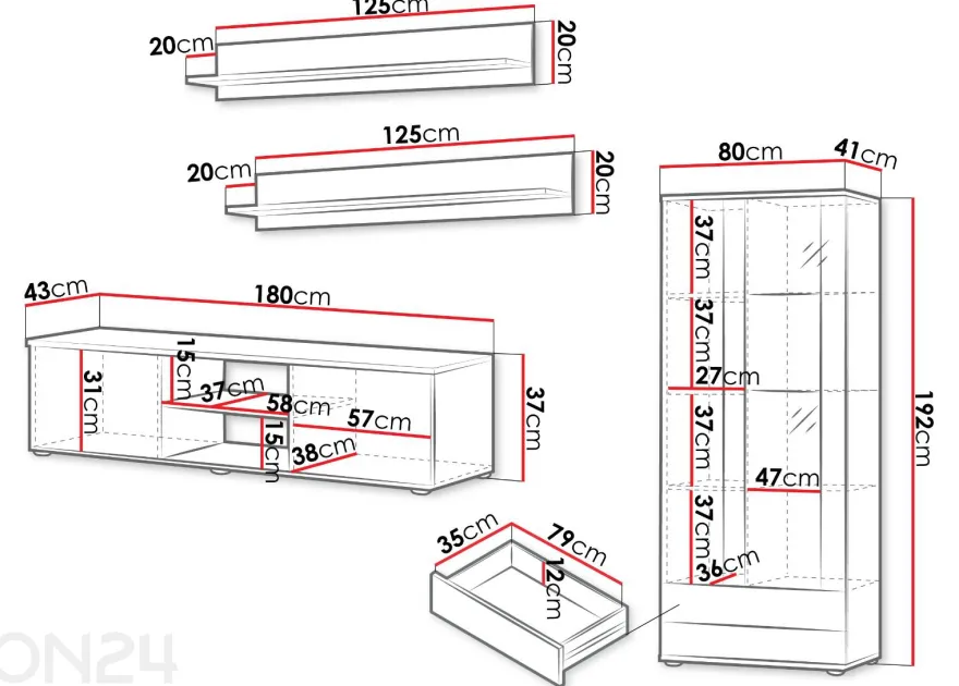 Olohuoneen kalustesarja Soho I + LED