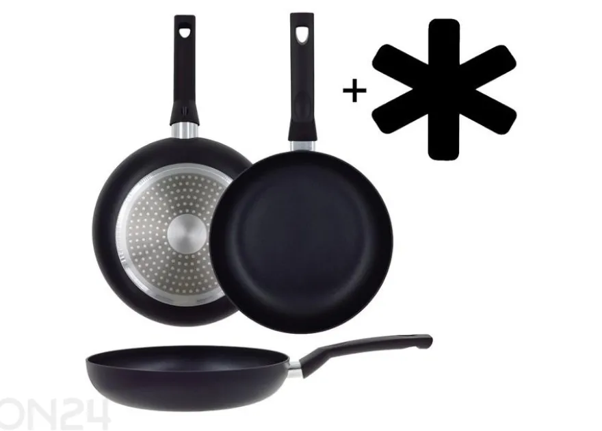 Paistinpannu Black Ceramic Ø 26 cm + pannusuoja, lasikansi, keraaminen ja induktio