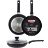 Paistinpannu Black Ceramic Ø 24 cm + pannusuoja, lasikansi, keraaminen ja induktio