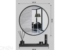 Peili hyllyllä 80 cm, musta