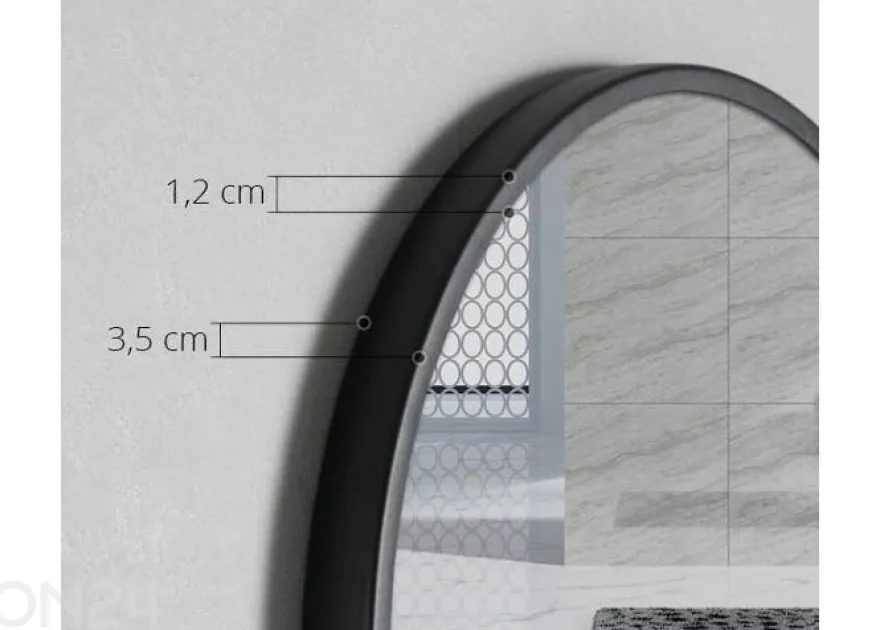 Peili hyllyllä 80 cm, musta