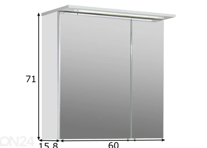 Peilikaappi LED-valaisimella Profil 16