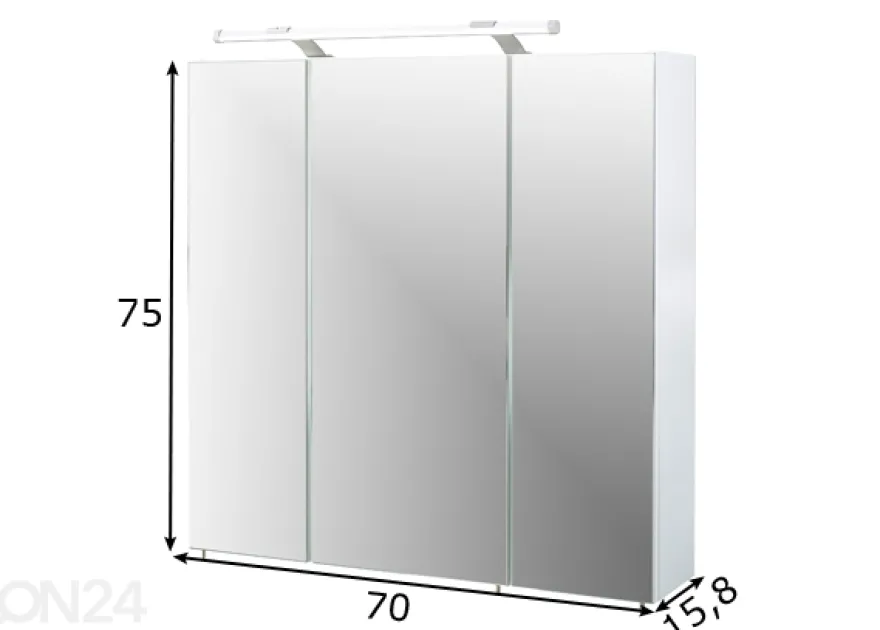 Peilikaappi LED-valaisimella Dorina 70 cm