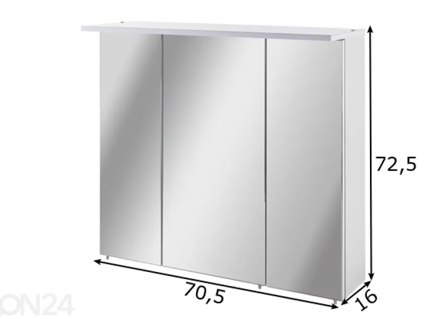 Peilikaappi LED-valaisimella Mars