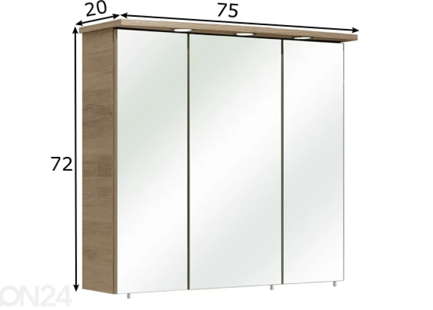 Peilikaappi LED-valaisimella 37-II