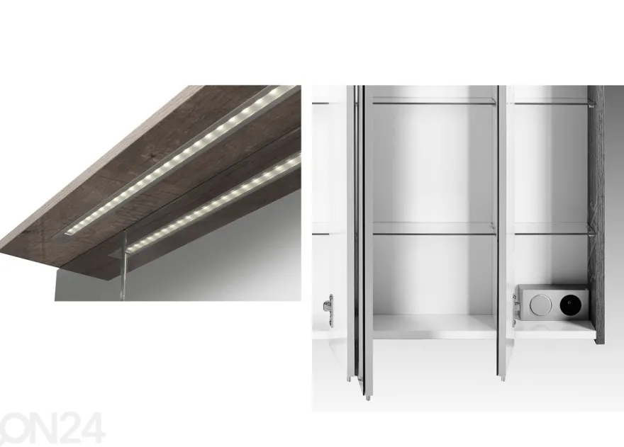 Peilikaappi LED-valaisimella Milan