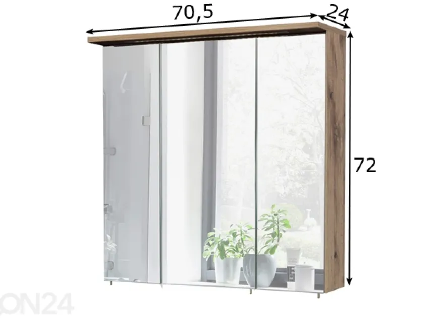 Peilikaappi LED-valaisimella Milan