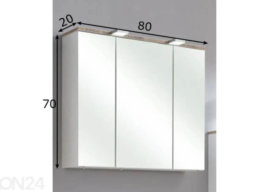 Peilikaappi LED-valaisimella 34, 80cm