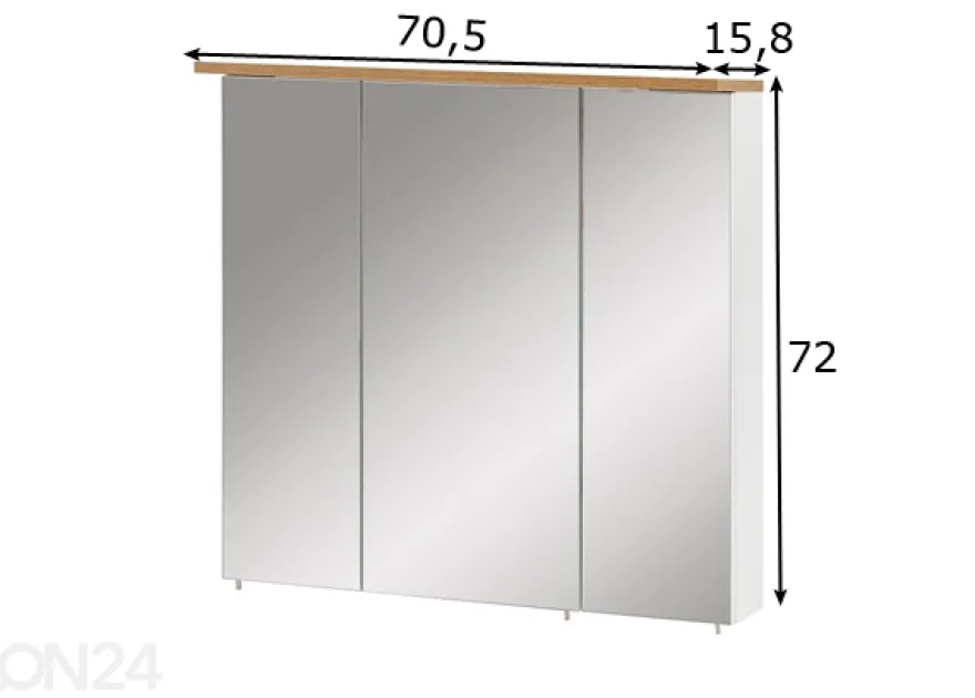 Peilikaappi LED-valaistuksella Padua