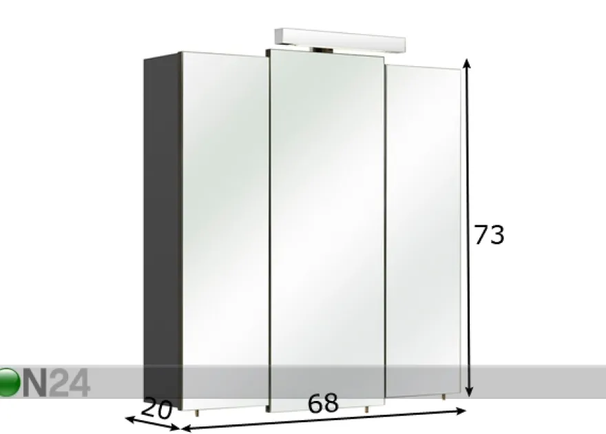 Peilikaappi valaisimella 13-I 68 cm